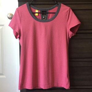 Lole pink and grey striped t shirt